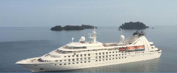 A cruise liner at sea