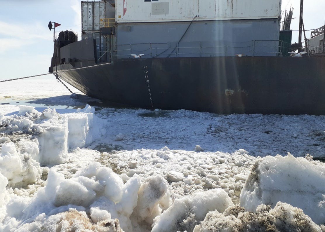 Vessel surrounded by ice